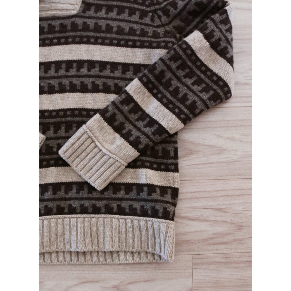 Vince Men's 100% Wool Fair Isle Striped Shawl Collar V Neck Knit Sweater $295 M - Picture 11 of 13